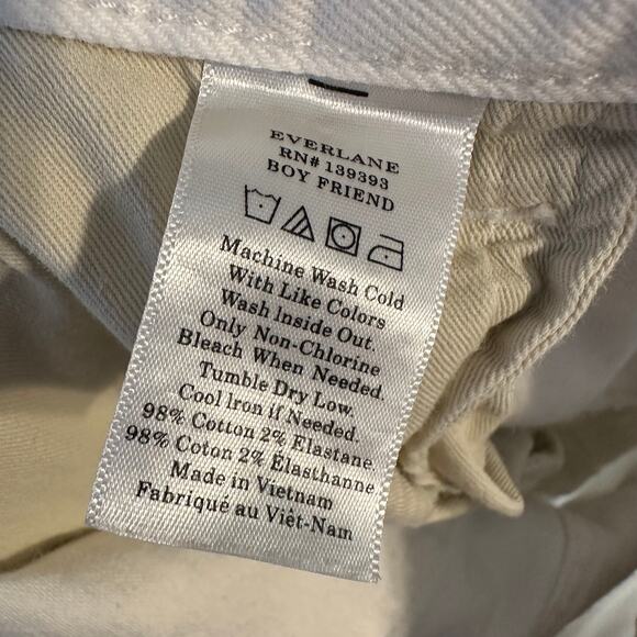 Everlane White Boyfriend High Rise Ankle Jeans Size 32 Regular - Picture 6 of 6